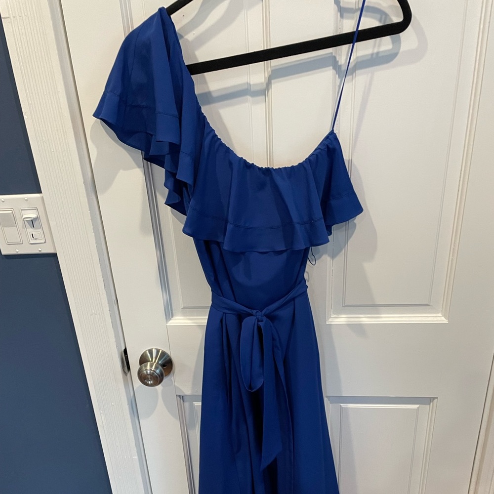 Banana Republic Floor Length One Shoulder Blue Dress